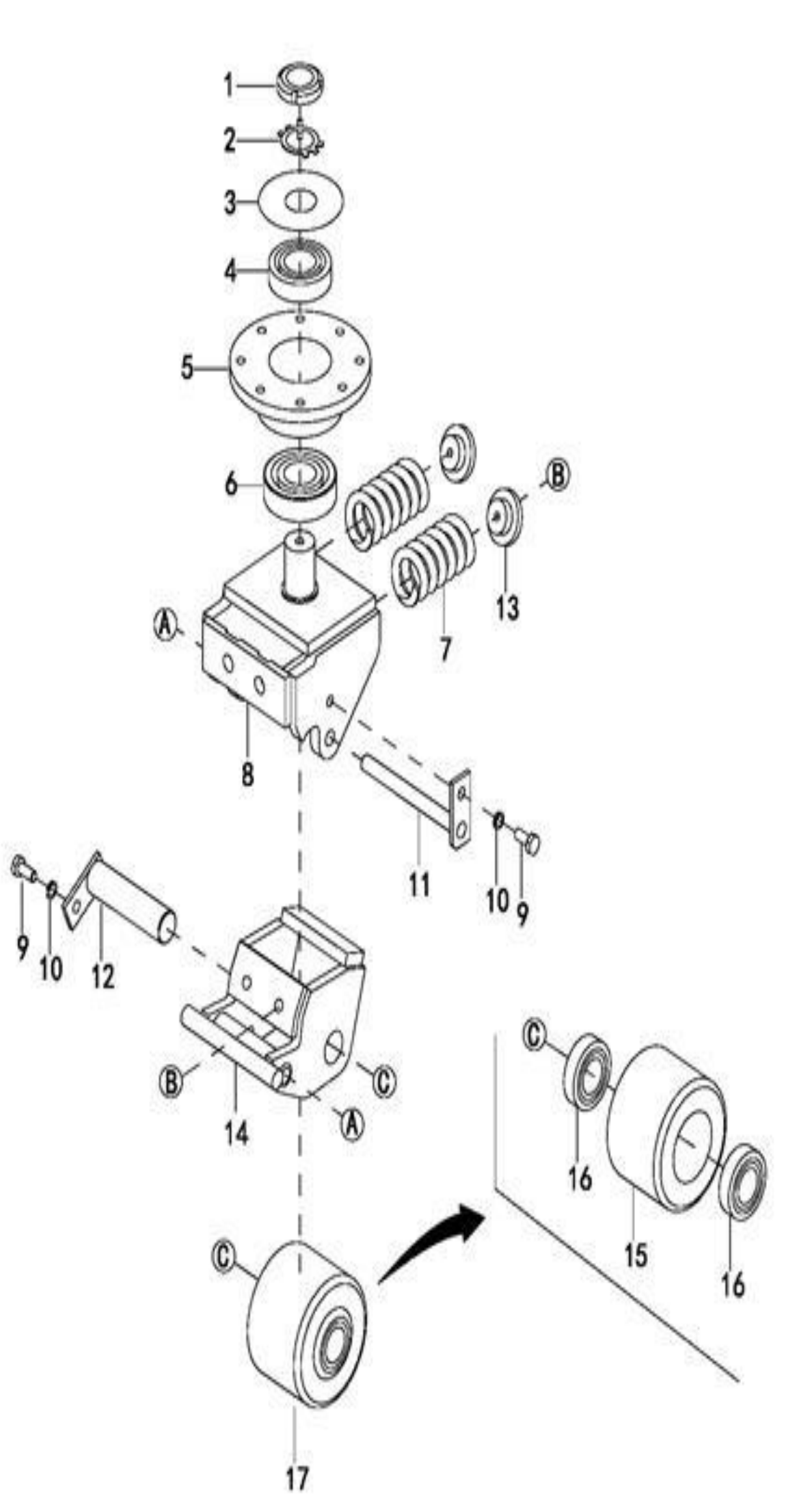 Схема узла 0102 · Caster Assembly для EP EPR20XK, каталог Год не указан