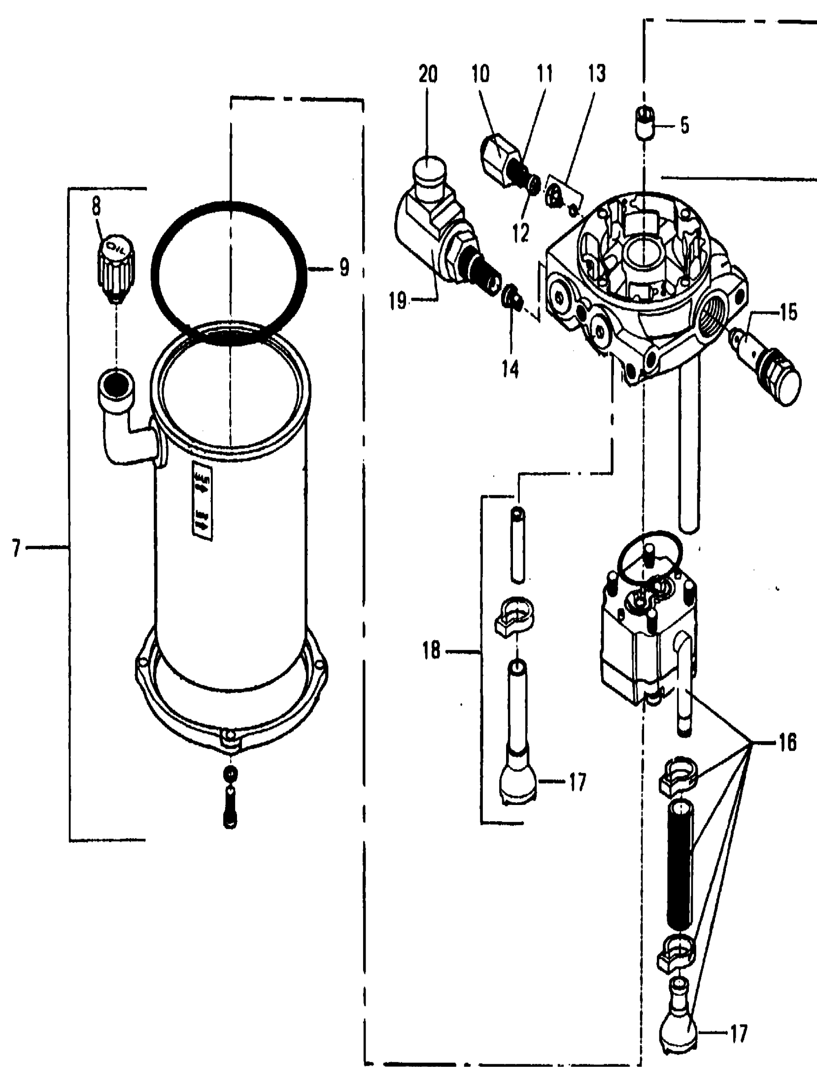 Схема узла 003.981.07.02 · pump aggregat · Схема 1 для Linde T16/T18/T20, каталог Год не указан