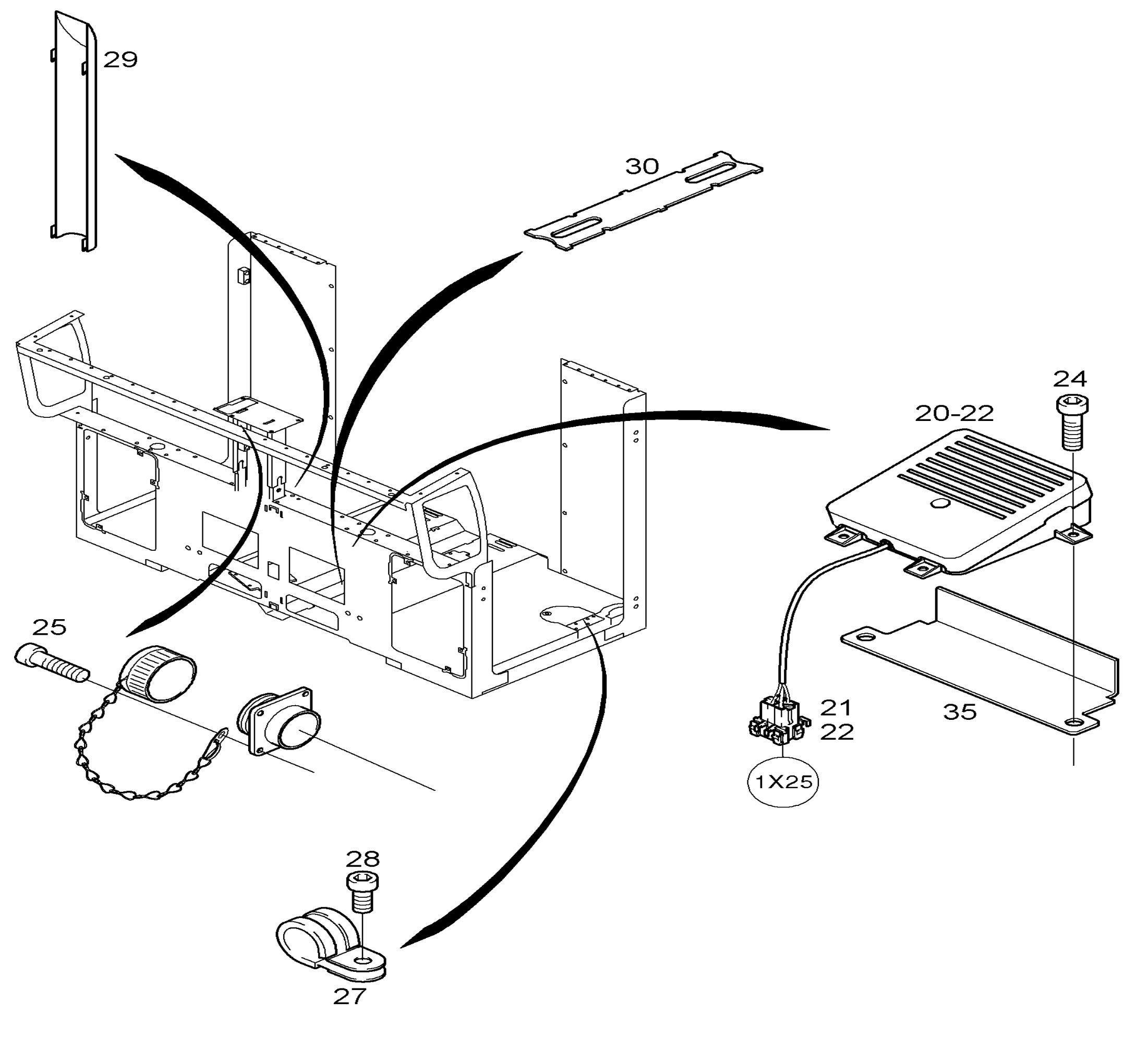 Схема узла CONTROL CURRENT CABLE для Linde K, каталог 2008