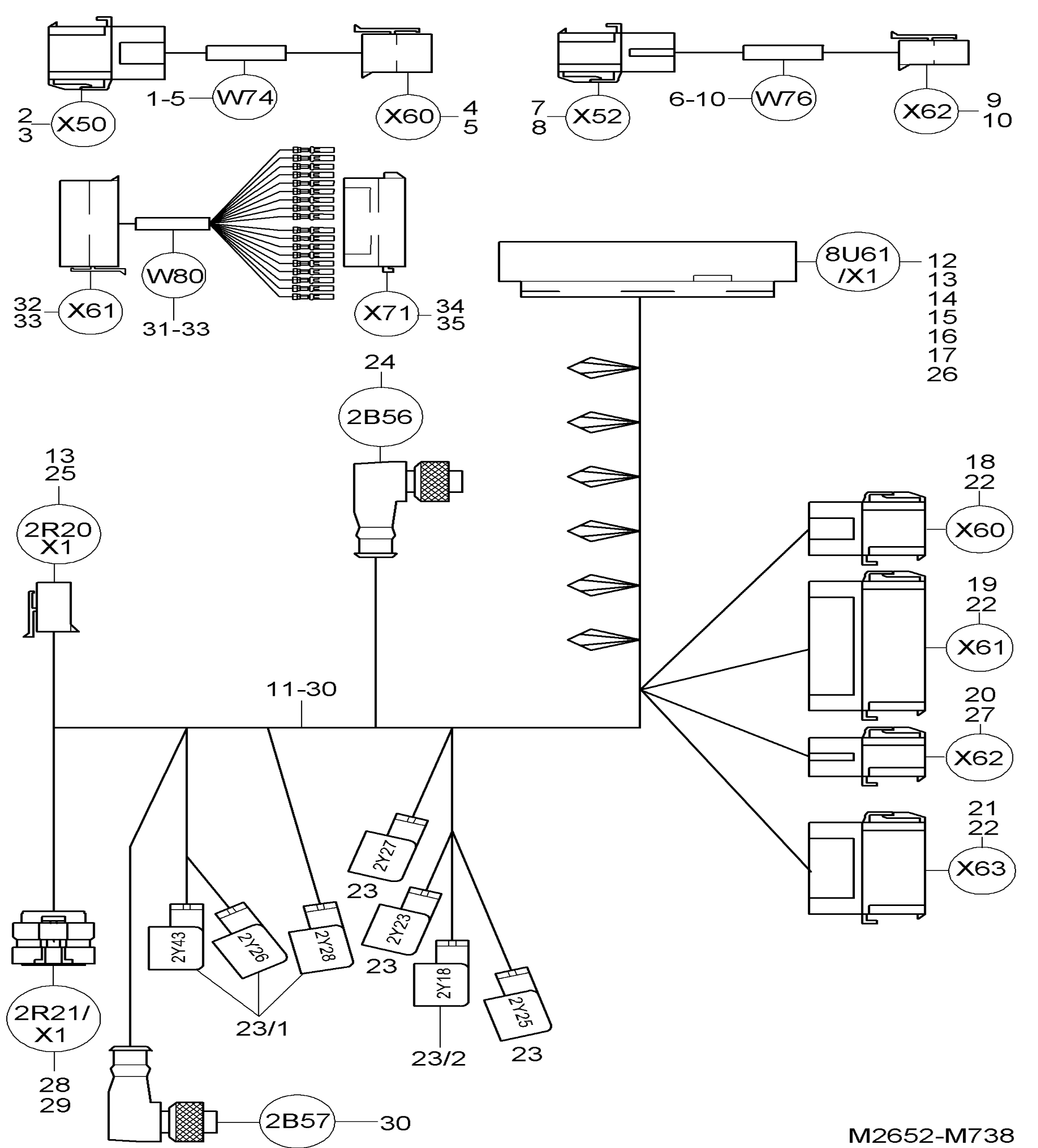 Схема узла CONTROL CURRENT CABLE для Linde K, каталог 2008
