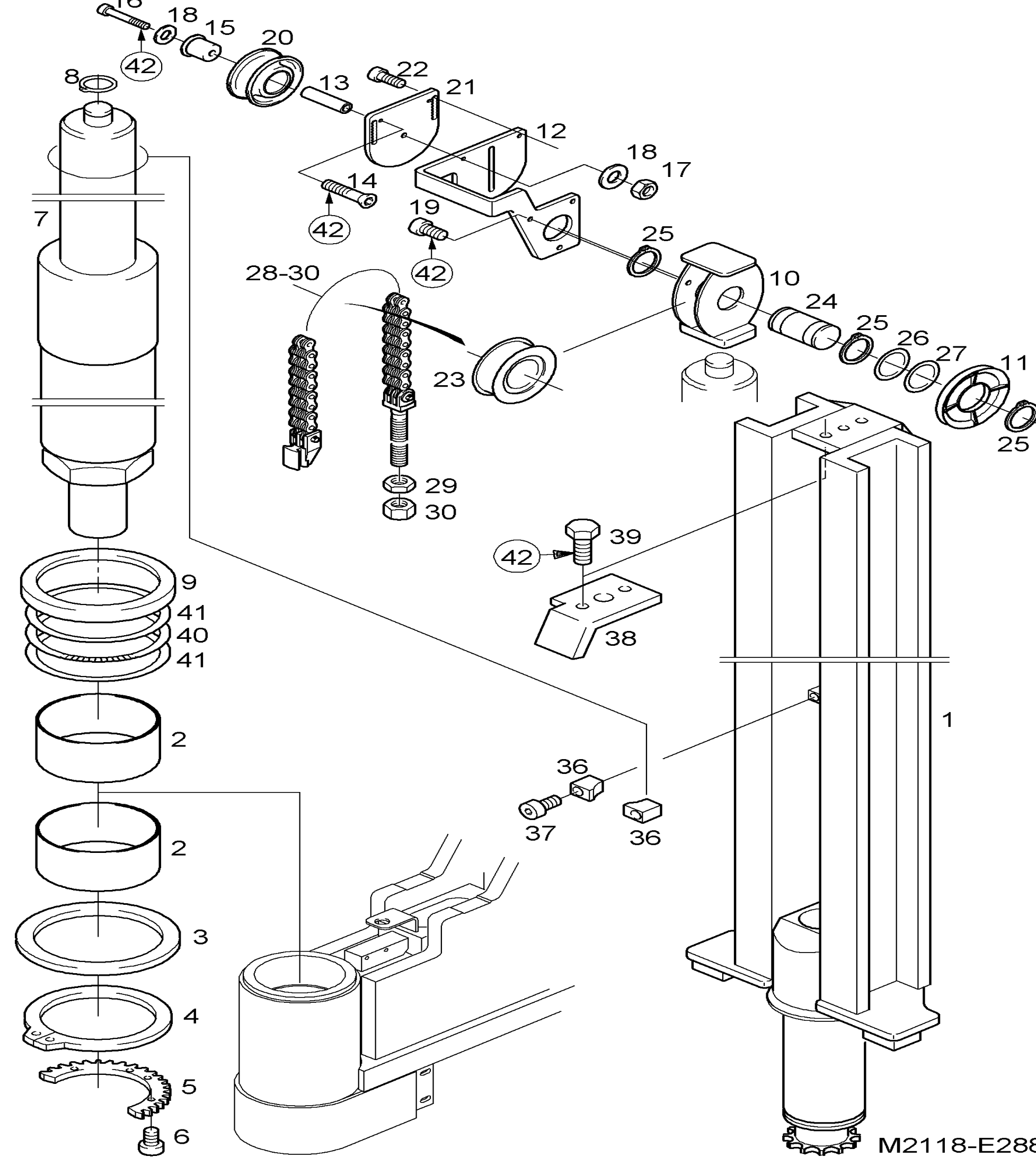 Схема узла ADDITIONAL LIFT MAST для Linde K, каталог 2008