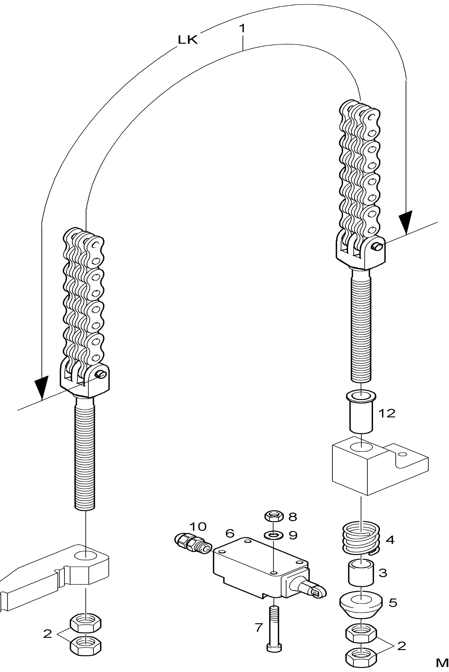 Схема узла LIFT CHAIN, COMPL. · Схема 1 для Linde K, каталог 2008